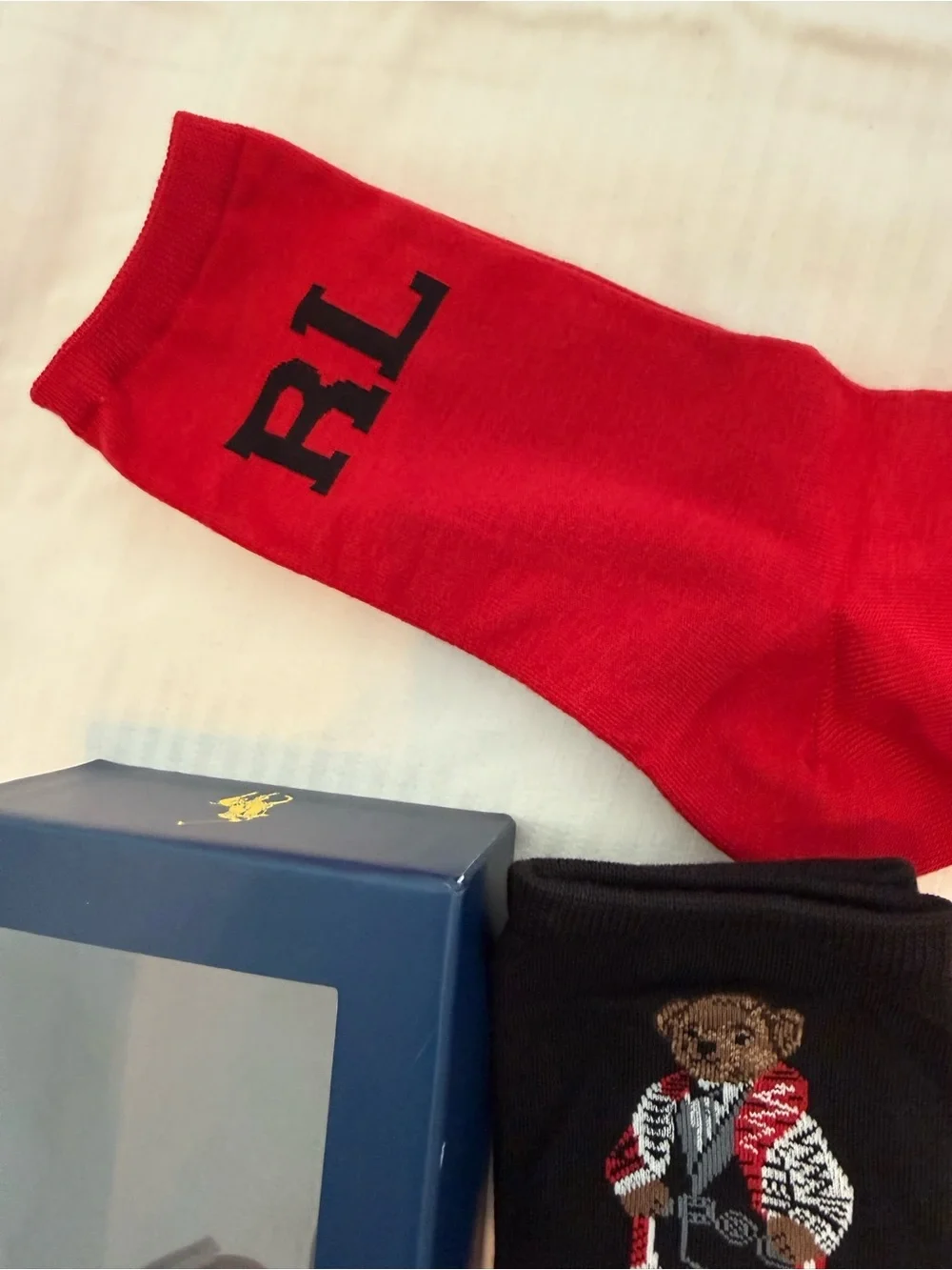 New mens Polo by Ralph Lauren Bear Socks Gift Set